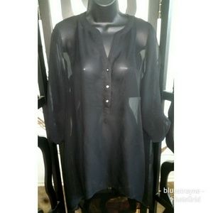 Black High-low Sheer New York & Co. Blouse Size M